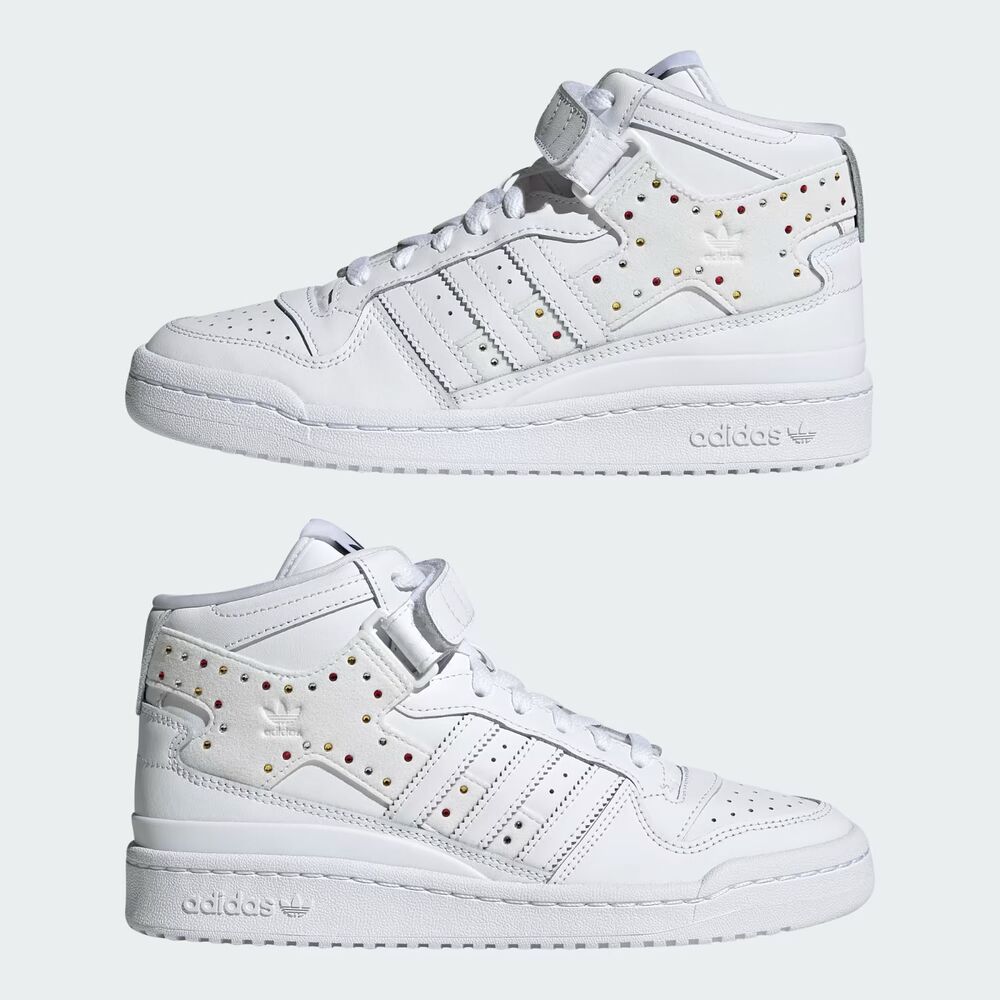 NWB Adidas Forum Mid x SWAROVSKI Rhinestone Crystals White Black Women's Size 9 - Picture 2 of 14
